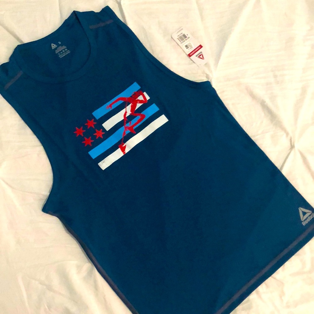 Reebok athletic tank Moroccan Blue and original print S and M size available NWT
